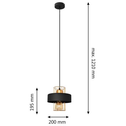 Lámpara colgante VOLTA 1xE27/15W/230V negro/dorado