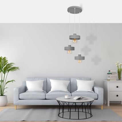 Lámpara colgante VOLTA 3xE27/15W/230V diá. 42 cm gris