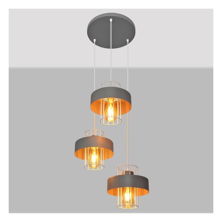 Lámpara colgante VOLTA 3xE27/15W/230V diá. 42 cm gris