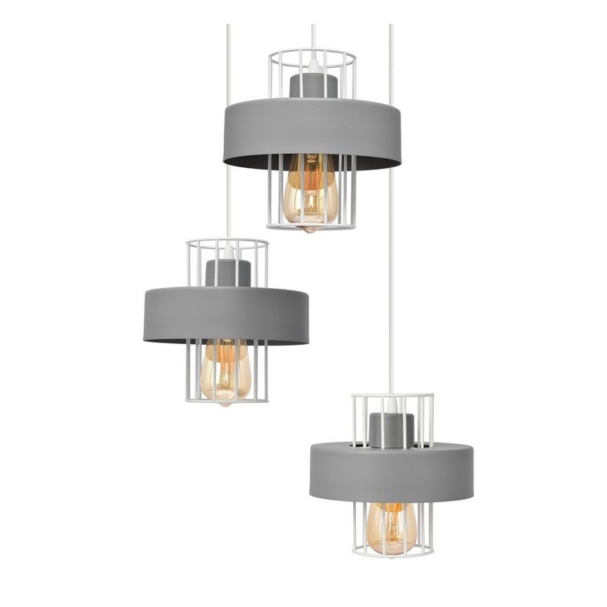 Lámpara colgante VOLTA 3xE27/15W/230V diá. 42 cm gris