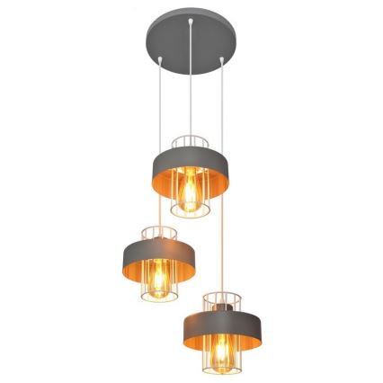 Lámpara colgante VOLTA 3xE27/15W/230V diá. 42 cm gris
