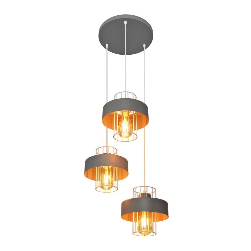 Lámpara colgante VOLTA 3xE27/15W/230V diá. 42 cm gris