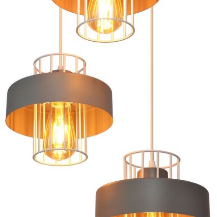 Lámpara colgante VOLTA 3xE27/15W/230V diá. 42 cm gris