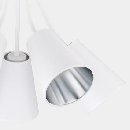 Lámpara colgante WIRE 5xE27/15W/230V blanco/plata