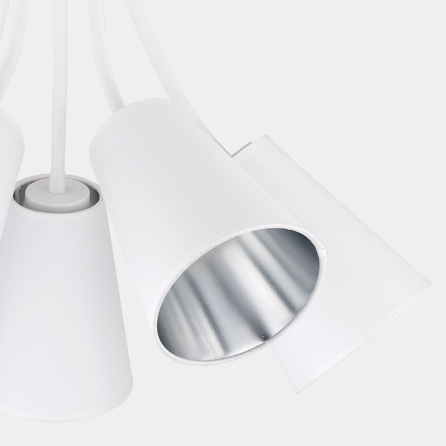 Lámpara colgante WIRE 5xE27/15W/230V blanco/plata