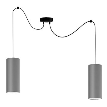 Lámpara colgante ZIK 2xE27/40W/230V araña gris