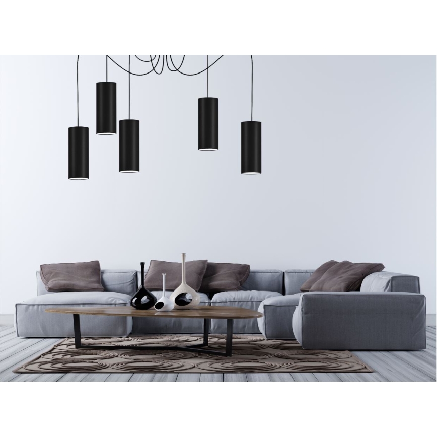 Lámpara colgante ZIK 5xE27/40W/230V araña negro
