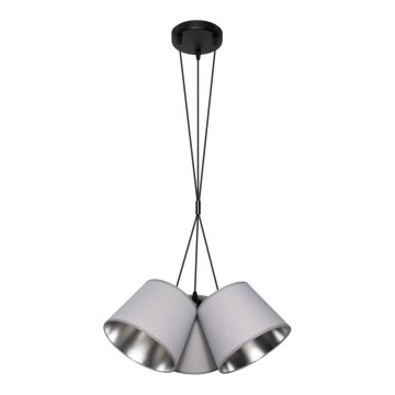 Lámpara colgante ZOMA 3xE27/60W/260V gris/cromo brillante