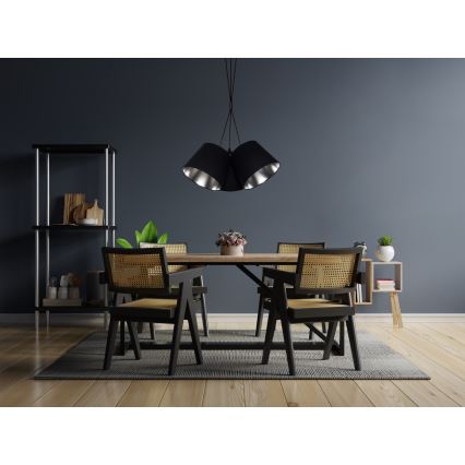 Lámpara colgante ZOMA 3xE27/60W/260V negro/cromo brillante