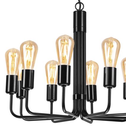 Lámpara con cadena TIFFANY 10xE27/60W/230V negro