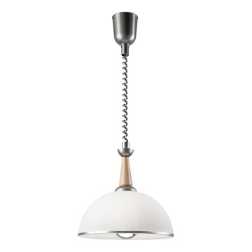 Lámpara de araña ajustable CHIARA 1xE27/60W/230V plata/beige/haya