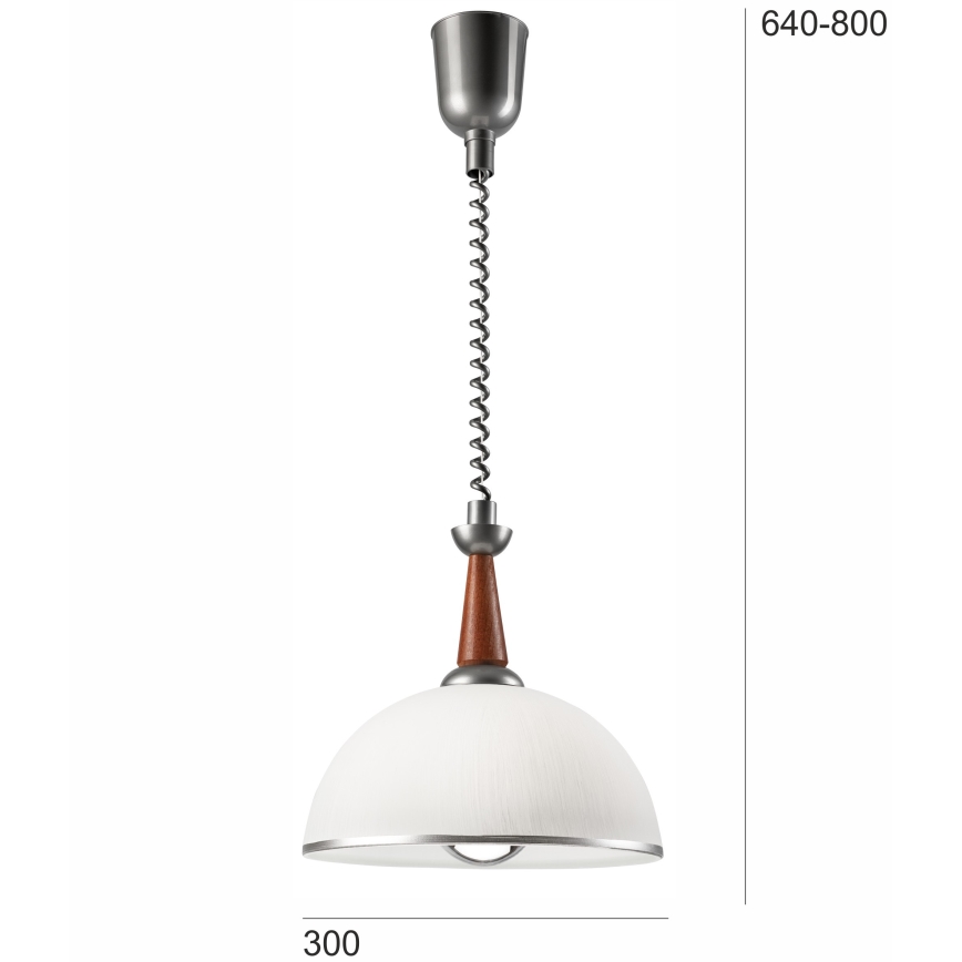 Lámpara de araña ajustable CHIARA 1xE27/60W/230V plata/marrón/haya
