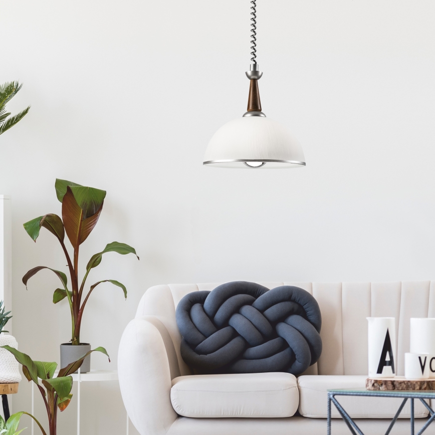 Lámpara de araña ajustable CHIARA 1xE27/60W/230V plata/marón oscuro/haya