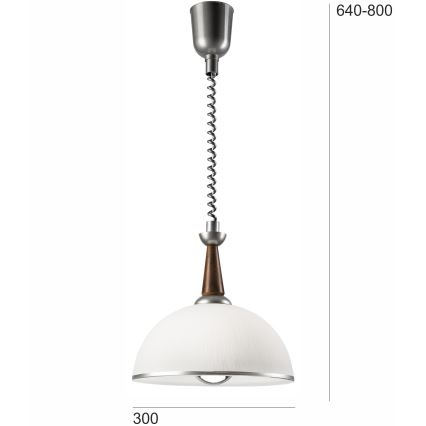 Lámpara de araña ajustable CHIARA 1xE27/60W/230V plata/marón oscuro/haya