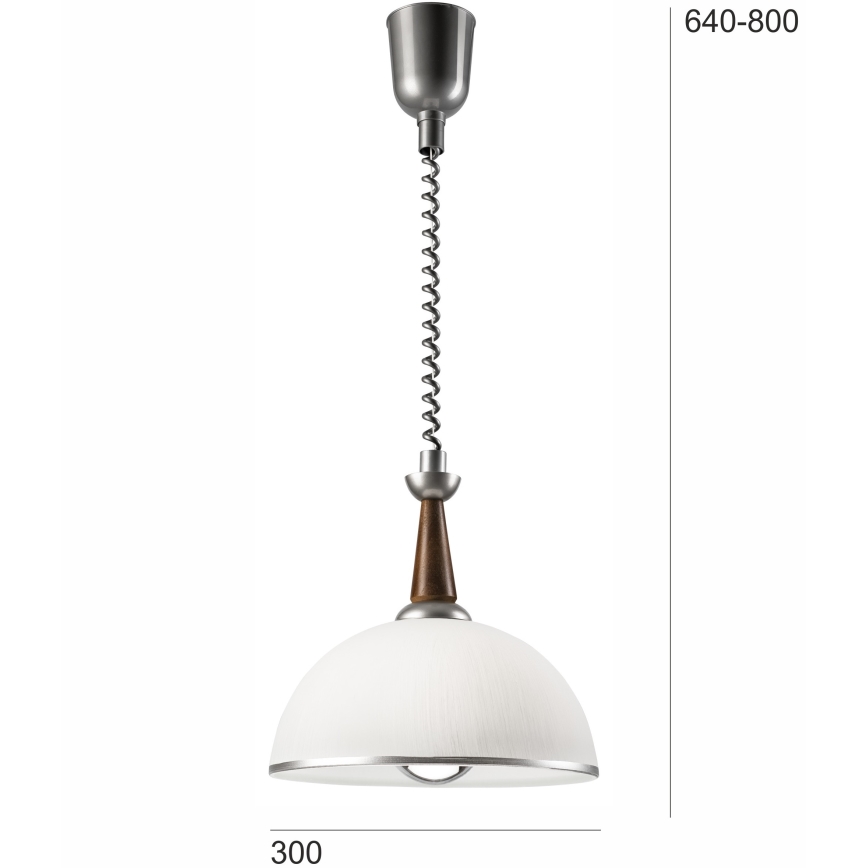 Lámpara de araña ajustable CHIARA 1xE27/60W/230V plata/marón oscuro/haya