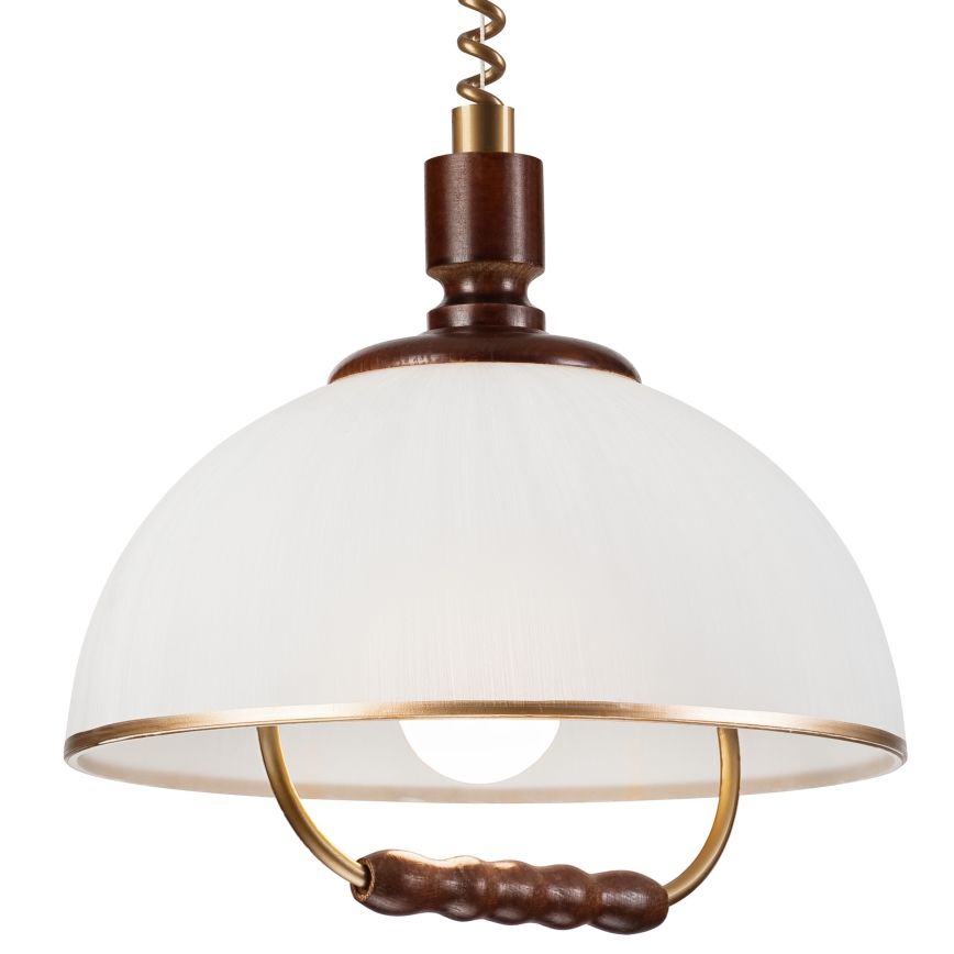 Lámpara de araña ajustable RAMONA 1xE27/60W/230V beige/marón oscuro/pino