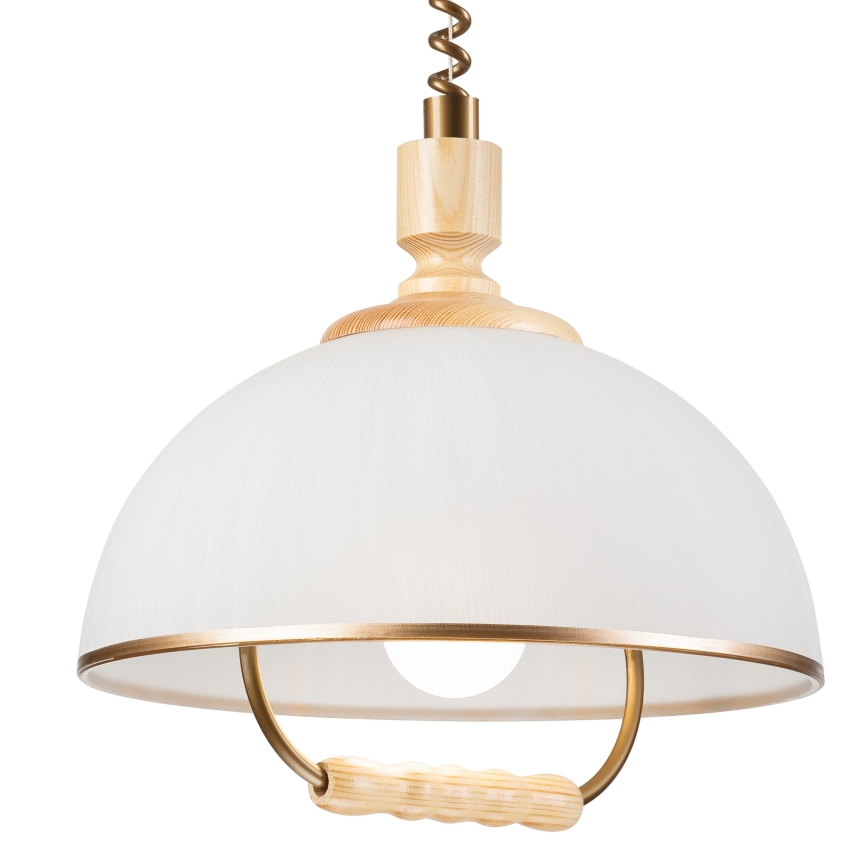 Lámpara de araña ajustable RAMONA 1xE27/60W/230V beige/marrón claro/pino