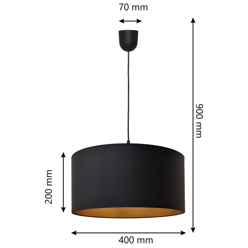 Lámpara de araña ALBA 1xE27/15W/230V d. 40 cm negro/dorado