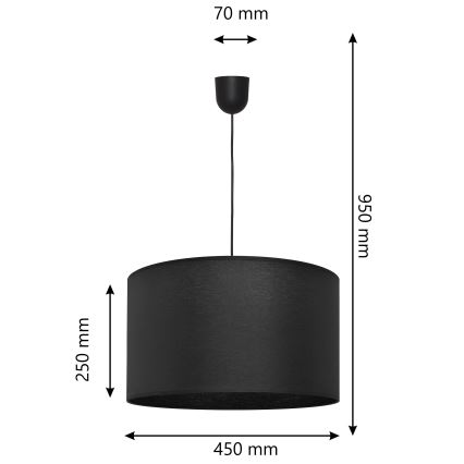 Lámpara de araña ALBA 1xE27/15W/230V d. 45 cm negro