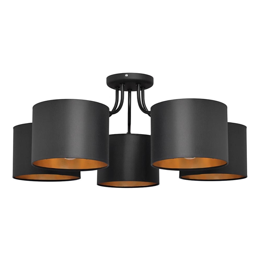 Lámpara de araña ALBA 5xE27/15W/230V negro/dorado