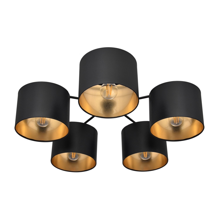 Lámpara de araña ALBA 5xE27/15W/230V negro/dorado