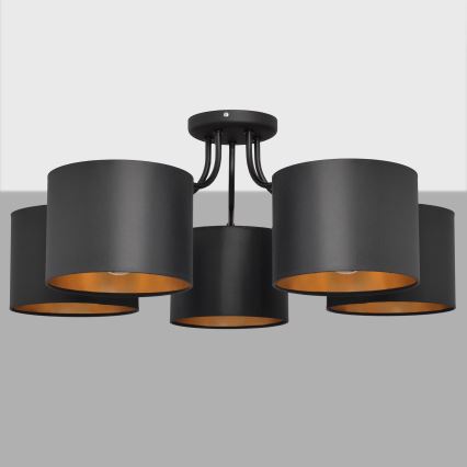 Lámpara de araña ALBA 5xE27/15W/230V negro/dorado