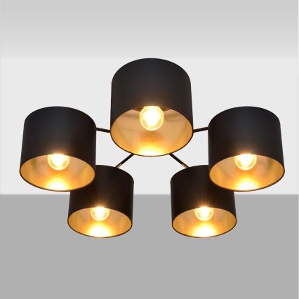 Lámpara de araña ALBA 5xE27/15W/230V negro/dorado