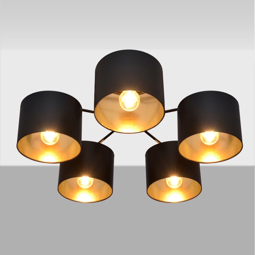 Lámpara de araña ALBA 5xE27/15W/230V negro/dorado
