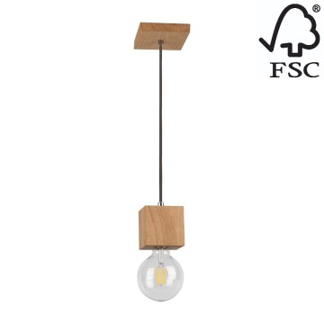 Lámpara de araña colgante TRONGO 1xE27/60W/230V roble - Certificación FSC