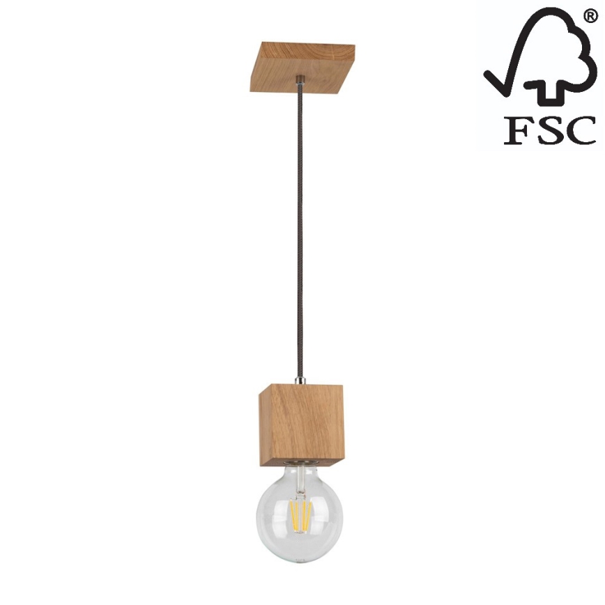 Lámpara de araña colgante TRONGO 1xE27/60W/230V roble - Certificación FSC