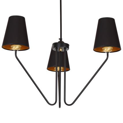 Lámpara de araña colgante VICTORIA 3xE27/60W/230V negro