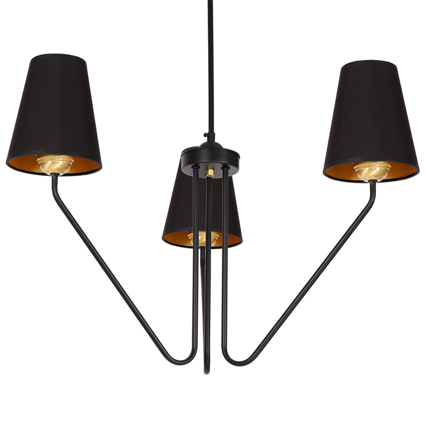 Lámpara de araña colgante VICTORIA 3xE27/60W/230V negro