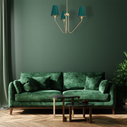 Lámpara de araña colgante VICTORIA 3xE27/60W/230V verde