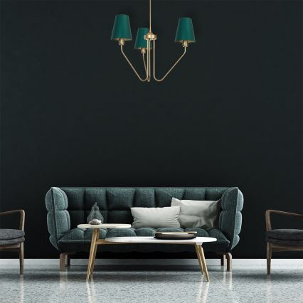 Lámpara de araña colgante VICTORIA 3xE27/60W/230V verde