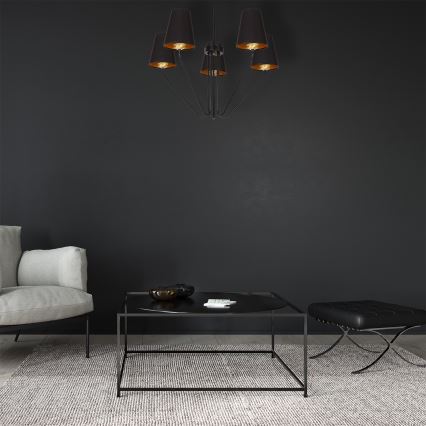 Lámpara de araña colgante VICTORIA 5xE27/60W/230V negro