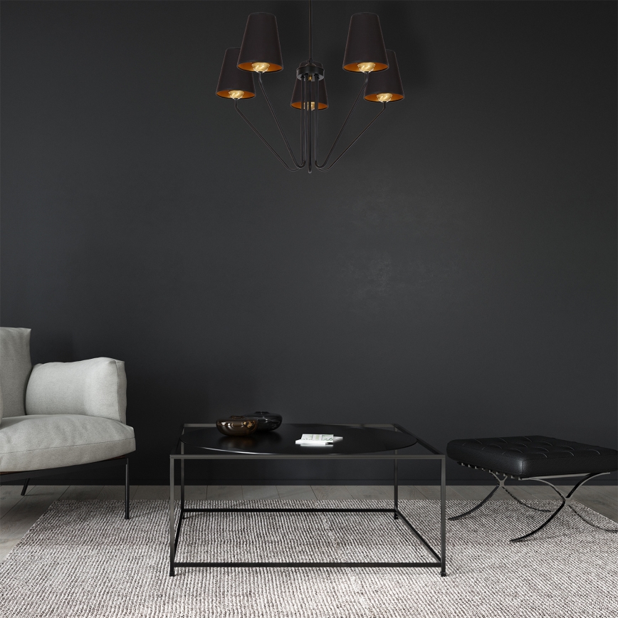 Lámpara de araña colgante VICTORIA 5xE27/60W/230V negro