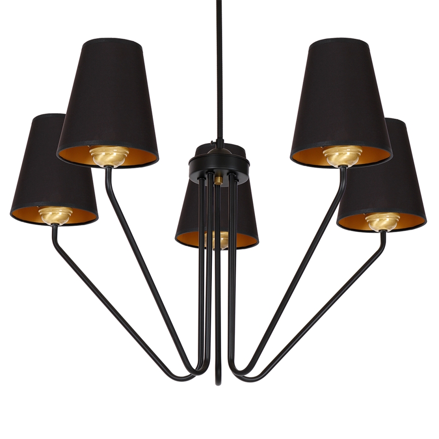 Lámpara de araña colgante VICTORIA 5xE27/60W/230V negro