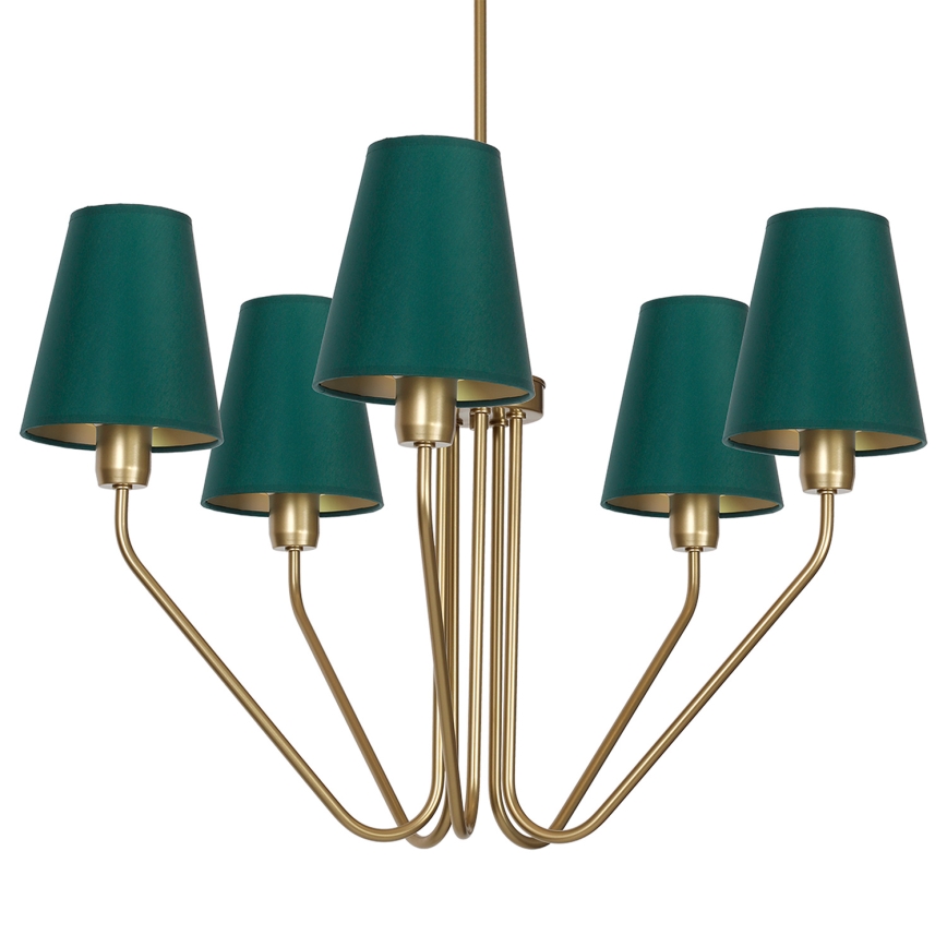 Lámpara de araña colgante VICTORIA 5xE27/60W/230V verde