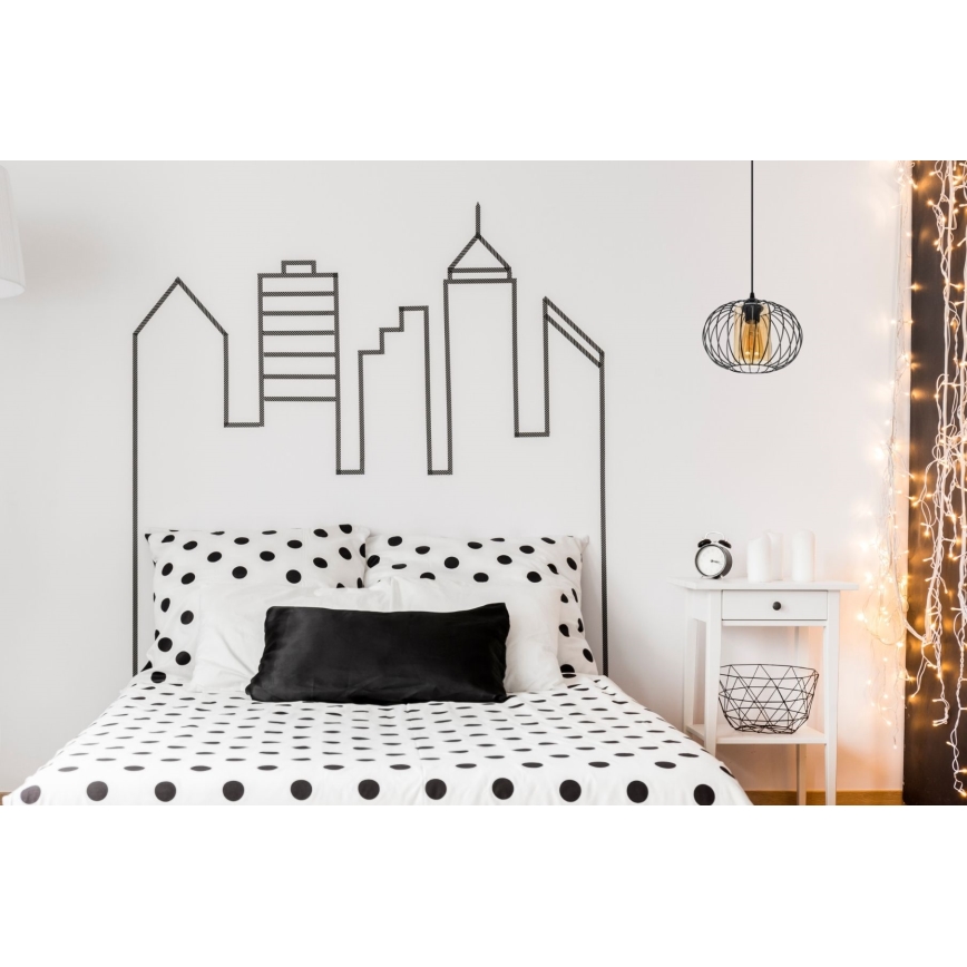 Lámpara de araña con cable CORRINI 1xE27/60W/230V Ø 25 cm negro/beige