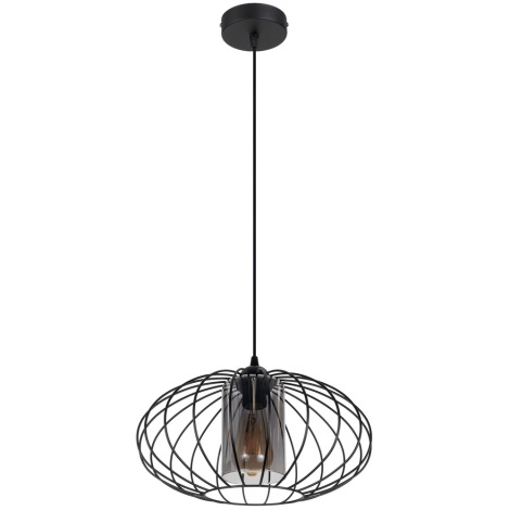 Lámpara de araña con cable CORRINI 1xE27/60W/230V Ø 34 cm negro/gris