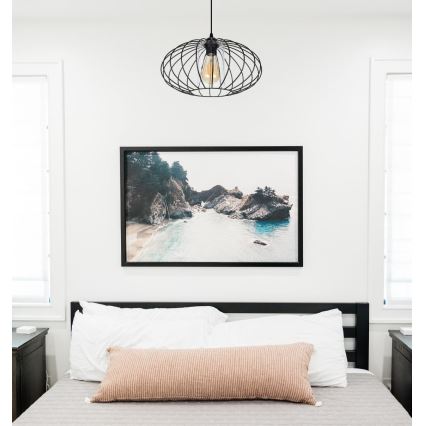 Lámpara de araña con cable CORRINI 1xE27/60W/230V Ø 34 cm negro/transparente