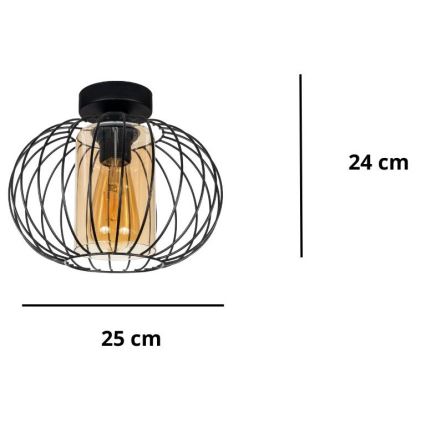 Lámpara de araña CORRINI 1xE27/60W/230V Ø 25 cm negro/beige