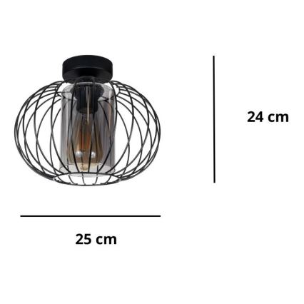 Lámpara de araña CORRINI 1xE27/60W/230V Ø 25 cm negro/gris