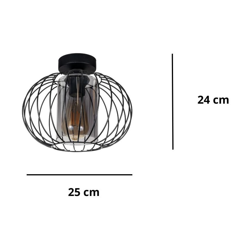 Lámpara de araña CORRINI 1xE27/60W/230V Ø 25 cm negro/gris