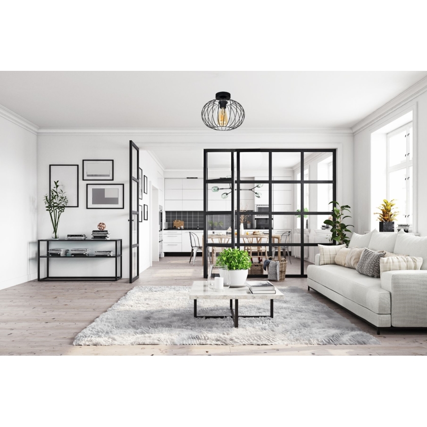 Lámpara de araña CORRINI 1xE27/60W/230V Ø 25 cm negro/transparente