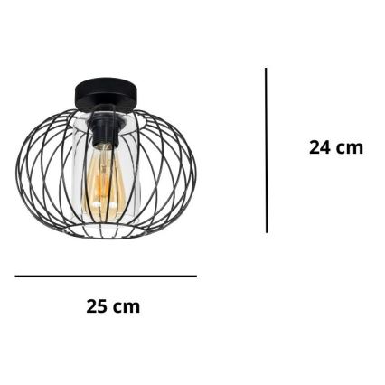 Lámpara de araña CORRINI 1xE27/60W/230V Ø 25 cm negro/transparente