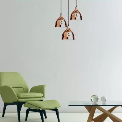 Lámpara de araña de cable 1xE27/60W/230V oro rosa