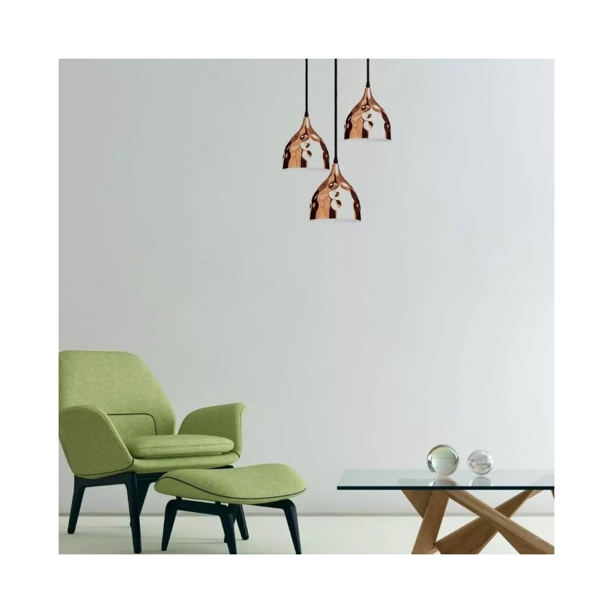 Lámpara de araña de cable 1xE27/60W/230V oro rosa