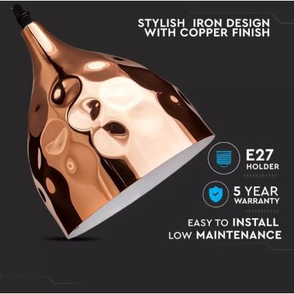 Lámpara de araña de cable 1xE27/60W/230V oro rosa