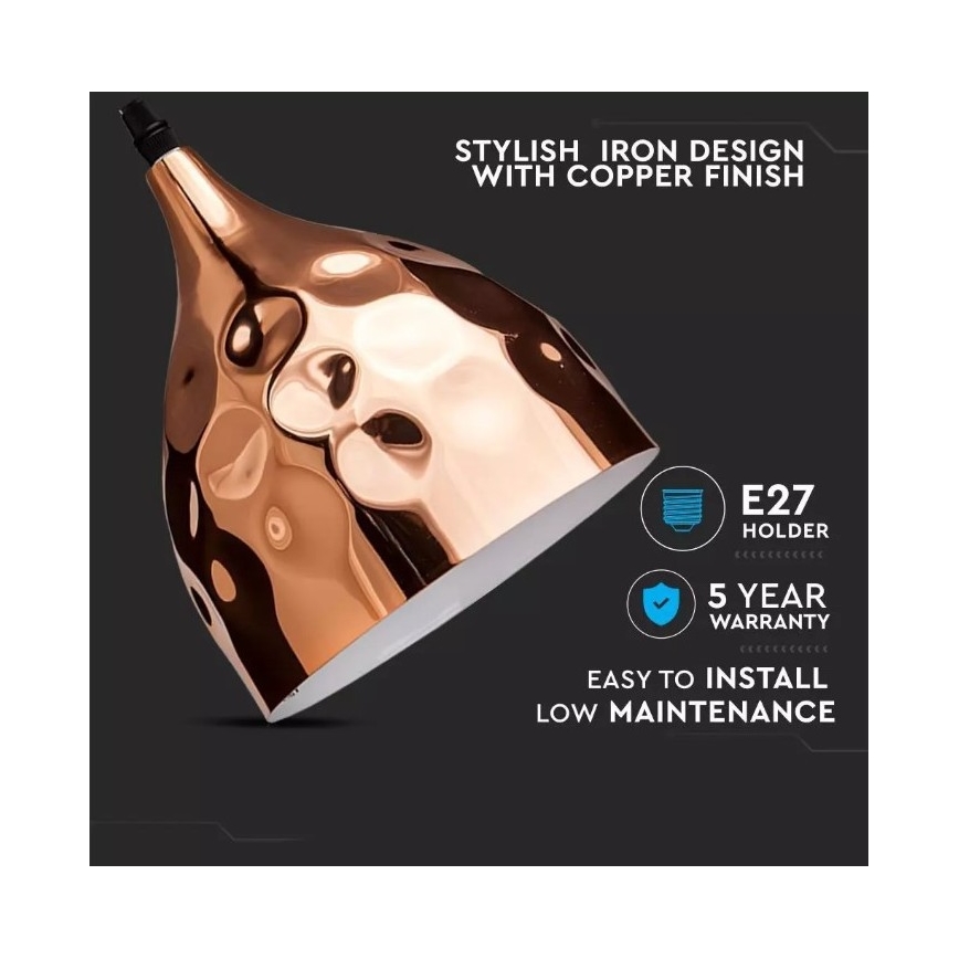 Lámpara de araña de cable 1xE27/60W/230V oro rosa
